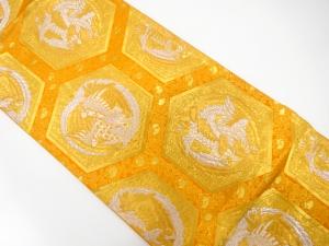 アンティーク　服部織物製　亀甲に鳳凰模様織り出し袋帯（材料）